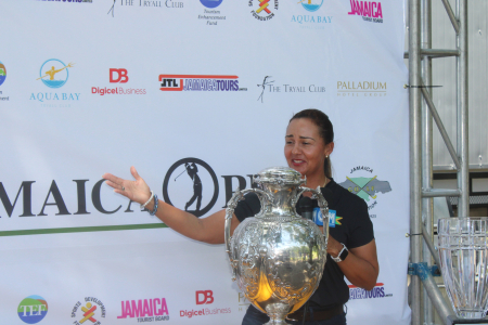 JGA President, Jodi Munn-Barrow address media at Jamaica Opening Briefing at Constant Spring Golf Club