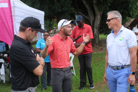 Dominic Picirillo having speaking with Scott Summuy and Ewan Peebles